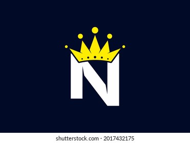 Initial N letter with crown design