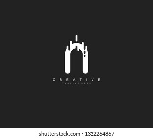 Initial N Letter Dynamic Vibrant Speed Shape Monogram Logo