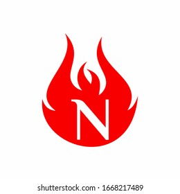 Initial N letter fire logo, Vector design.