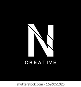 Initial N Letter Flat Logo Abstract Technology Vector Design Concept.