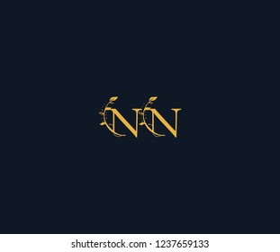 Initial N Letter Linked Swoosh Half Round Leaf Monogram Logotype