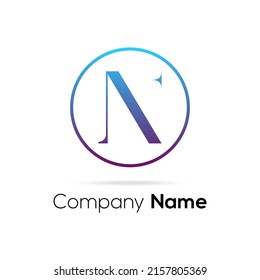 initial N letter logo design with circle element. N letter logo design vector template.
