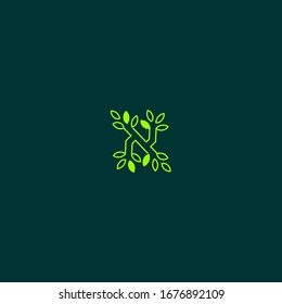  initial N letter logo tree design branch