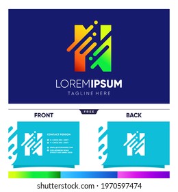 Initial N Letter Tech Logo Design Vector Graphic