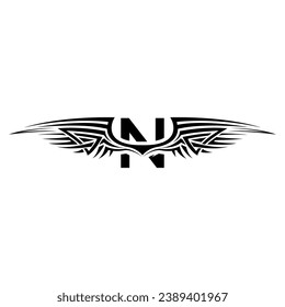 Initial N letter wings logo
