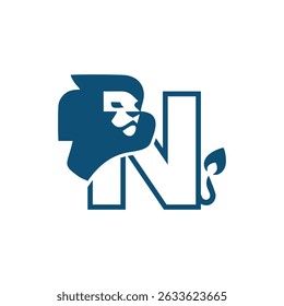 Initial N Lion Head Elegant logo icon vector design
