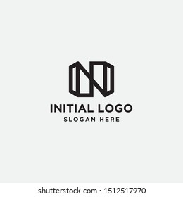 initial N logo design. box and icon. vector