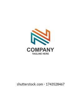 initial n logo design minimalist template