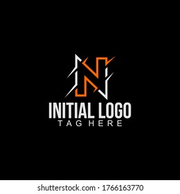 initial N logo font Thorns - Logo Design Template