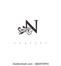 logotipo N inicial con adorno