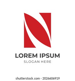 initial N logo template with flat red color style