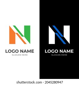 initial N logo template with flat colorful style
