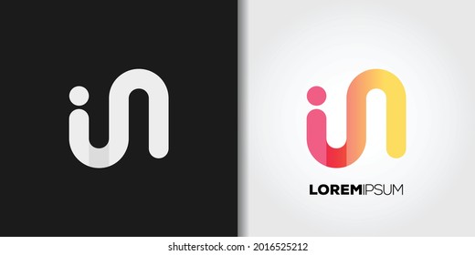initial i and n logo template vector set