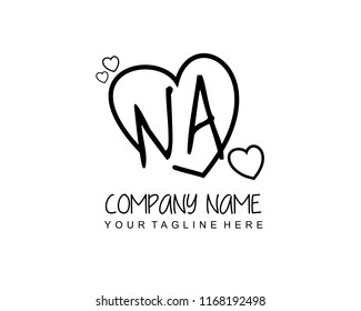 Initial N A with love logo template vector