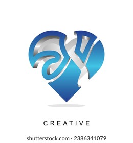 Initial N love modern design, Letter N logo design template 3d style illustration, suitable for your company