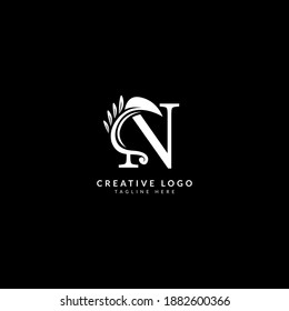 Initial N luxury logotype with flourish ornament. Typography for company and business logo.