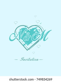 Initial N & M wedding invitation logo template vector