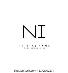 Initial N I minimalist modern logo identity vector