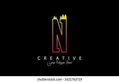 Initial N Modern Design Logo Concept. Creative Icon Logo with Sound Wave Vector Illustration.