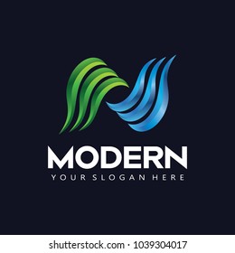 Initial N Modern logo icon
