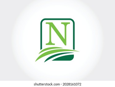 Initial N monogram alphabet with agriculture. agriculture logo design vector template. Font emblem. Modern vector logo for business and company identity