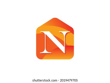 Alfabeto inicial N monograma con el concepto de logotipo del hogar. Logo vectorial moderno para negocios ecológicos e identidad empresarial