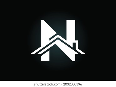 Initial N monogram alphabet with the roof. Home or house sign. Real estate logo concept. Font emblem. Modern vector logo for Real estate business and company identity.