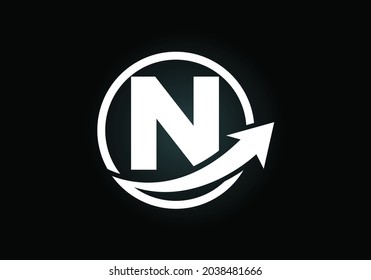 Initial N monogram alphabet symbol design incorporated with the arrow. Financial or success logo concept. Font emblem. Logo for business and company identity