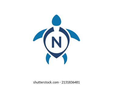 Initial N monogram alphabet with Turtle. turtle logo design vector template. Font emblem. Modern vector logo for business and company identity
