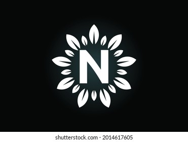Initial N monogram letter alphabet with leaf wreath. Green leaf, flower logo design concept. Modern vector logo design for business, and company identity