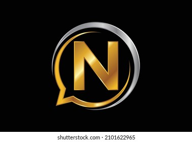 Initial N monogram letter alphabet with a bubble chat icon. Talking, chatting logo concept. Modern logo design for a consultancy business, and company identity.