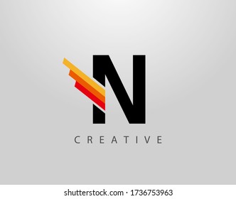 Initial N Monogram Logo. Abstract Wing and Strip N letter Icon