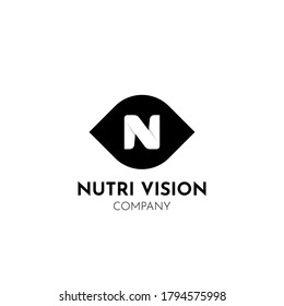 Initial N Monogram simple minimalist eye shape background logo design inspiration