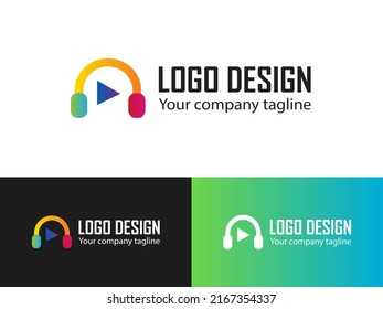 Diseño inicial de logotipo musical. El concepto colorido se parece a la letra N. Puede ser utilizado por empresas creativas, estudios, transmisiones, clubes, equipos, etc.