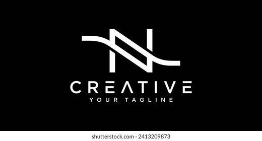 Initial N or NN Alphabets Letters Logo Monogram