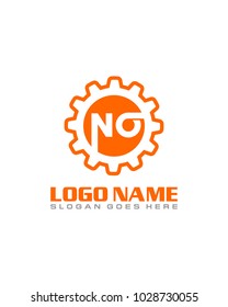 Initial N & O gear logo template vector