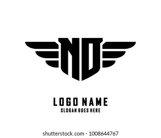 Initial N & O wing logo template vector