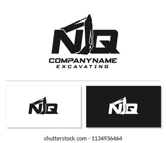 Initial N Q excavator logo concept vector with arm excavator template vector.