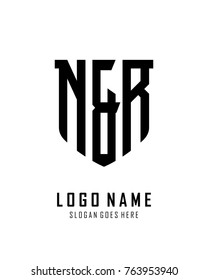 Initial N and R abstract shield logo template vector