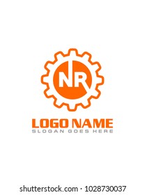 Initial N & R gear logo template vector