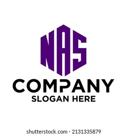 Initial N A S hexagon logo vector