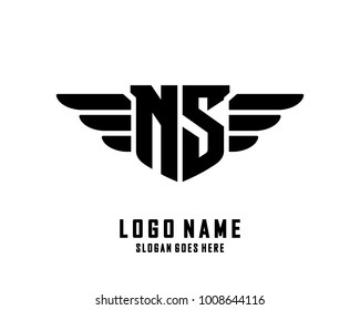 Initial N & S wing logo template vector