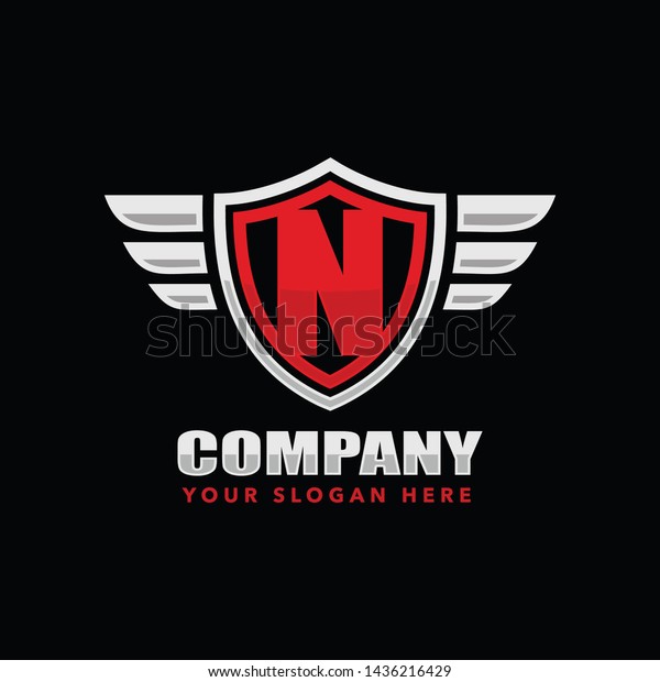 Initial N Shield Wing Logo Template Stock Vector Royalty Free 1436216429 Shutterstock