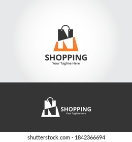 Initial  N Shop Logo designs Template. Illustration vector graphic of  letter and shop bag combination logo design concept. Perfect for Ecommerce,sale, discount or store web element. Company emblem