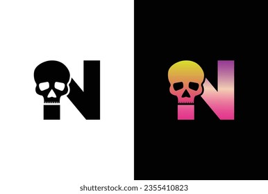Initial N Skull Logo Design. Letter N Skull Logo or icon template design.