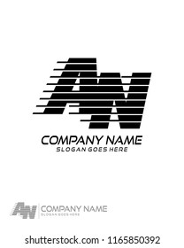 Initial A N speed line logo template vector