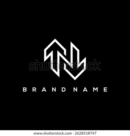 initial N synchronized symbol geometric logo vector