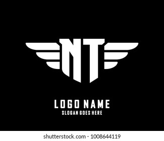 Initial N & T wing logo template vector