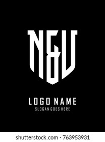 Initial N and U abstract shield logo template vector