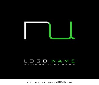 Initial N & U minimalist logo template vector